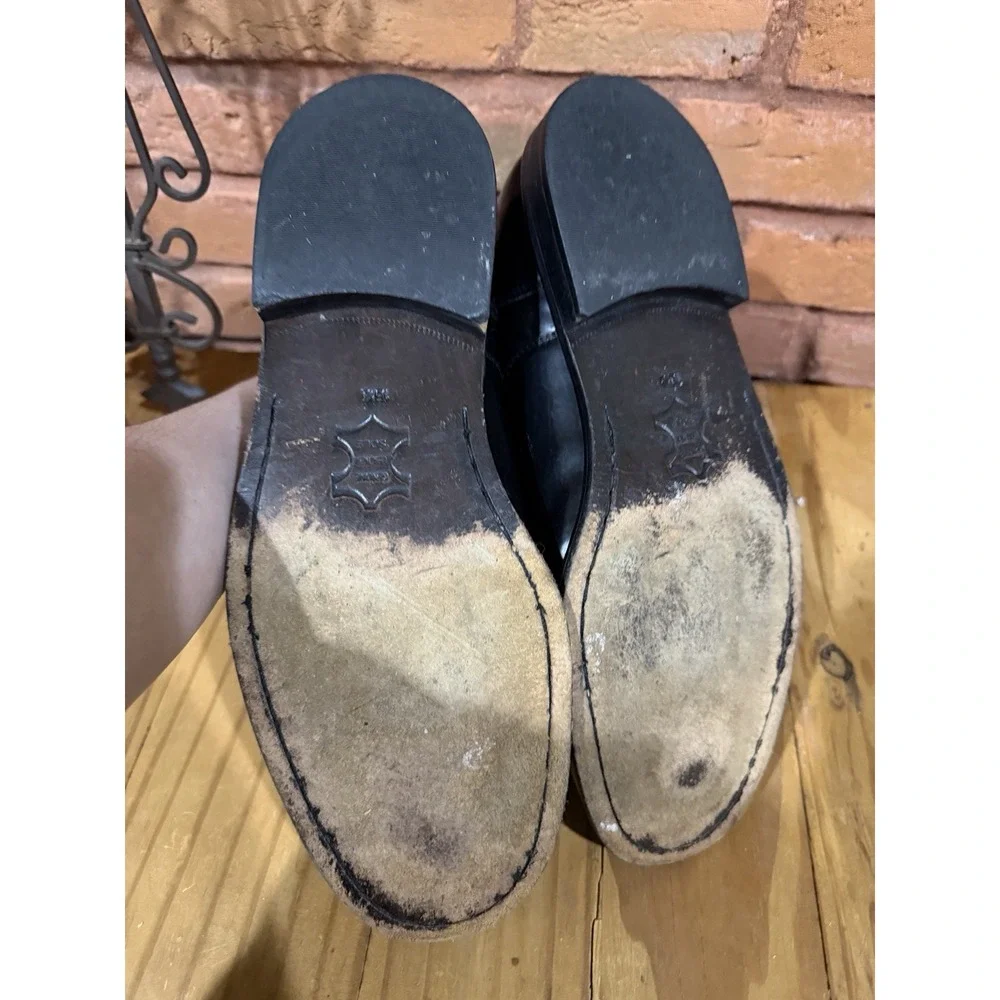 David Taylor 10.5 M Loafers‎ Black Leather Oxfords Round Toe Slip On Shoes